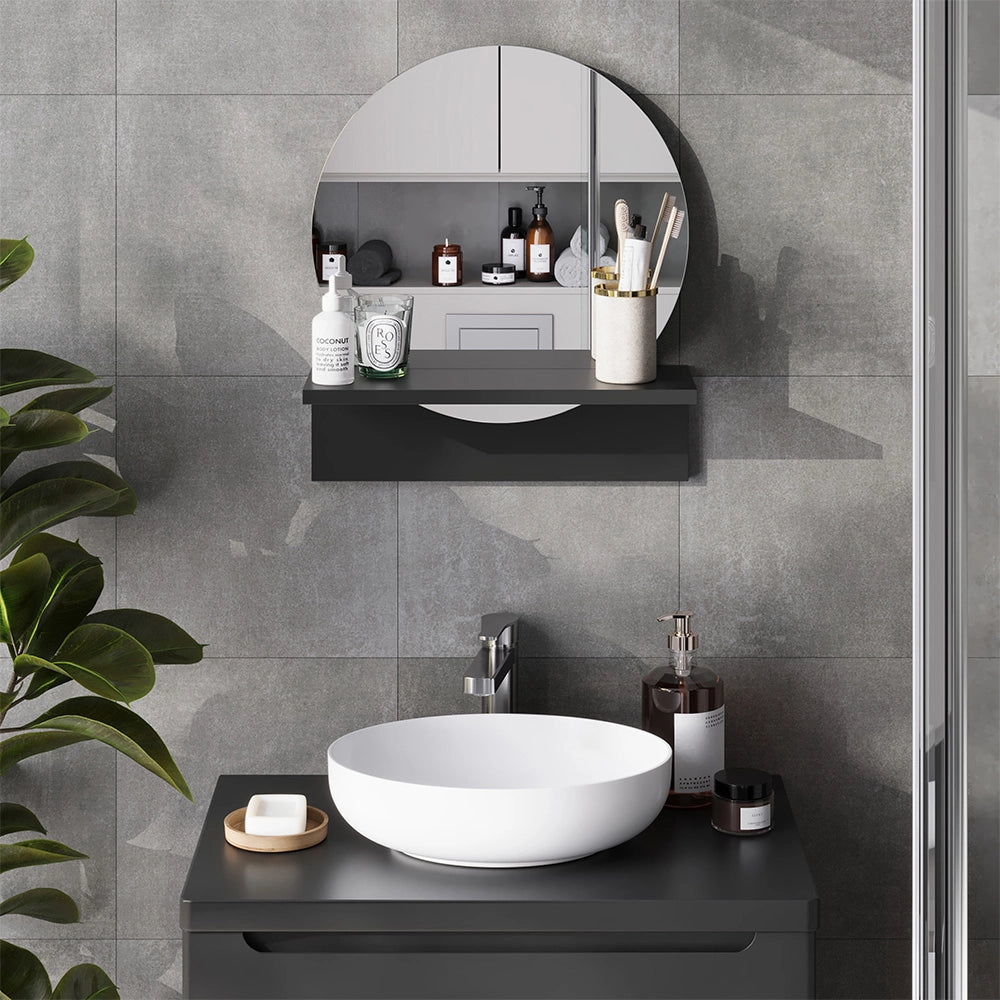 Vicco Specchio bagno Nero 40 x 47.5 cm con ripiano