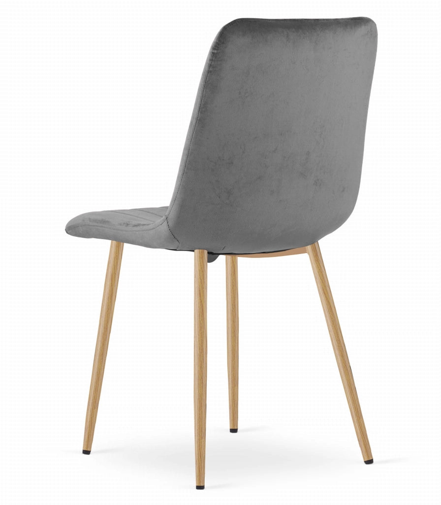 Sedia VALORA JEWA - Moderna in velluto grigio scuro con gambe in legno x 2