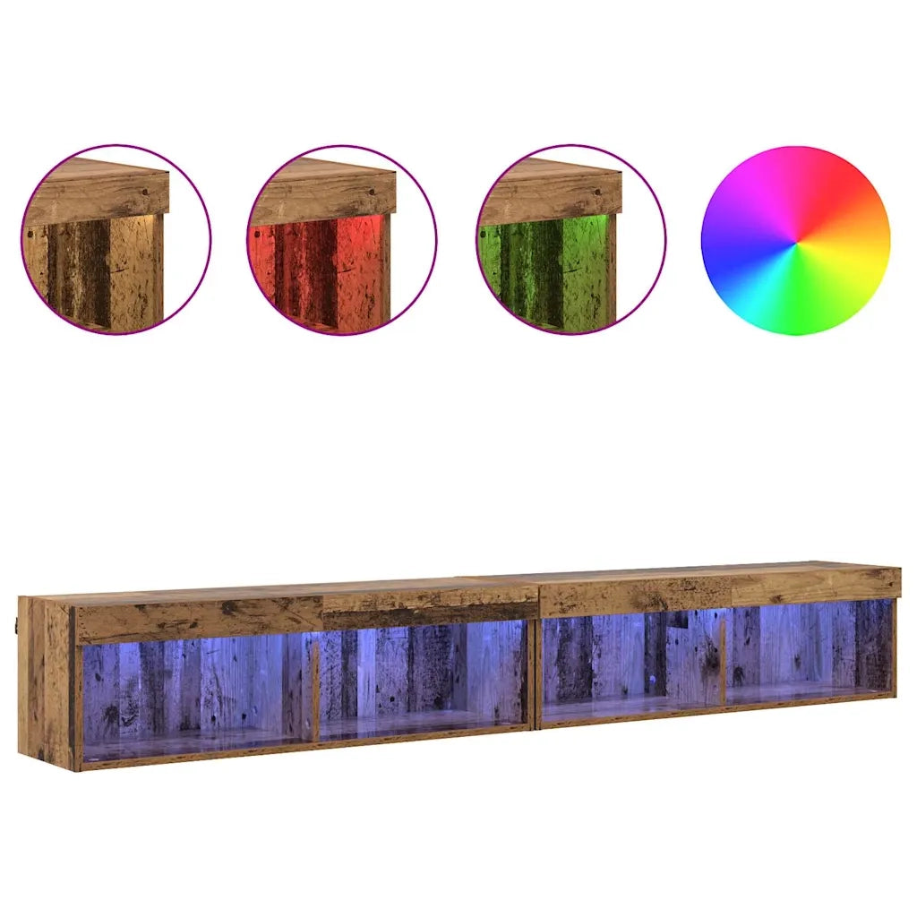 Set mobile TV con LED 2 pcs Legno vecchio 100 x 30 x 30 cm