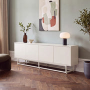Armadietto Boxholm Credenza Bassa con 4 Ante Push-Open 180x30x56 cm Avena Oatmeal [en.casa]