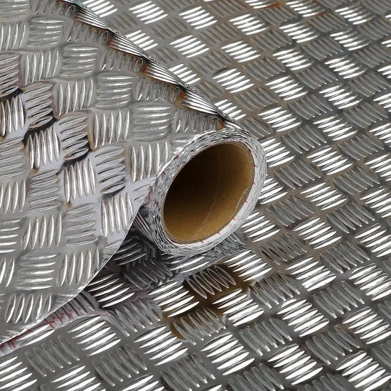 Foglio decorativo metallico argento | foglio decorativo per mobili - piastrelle a rilievo - alta lucidità - 45 cm x 2 m
