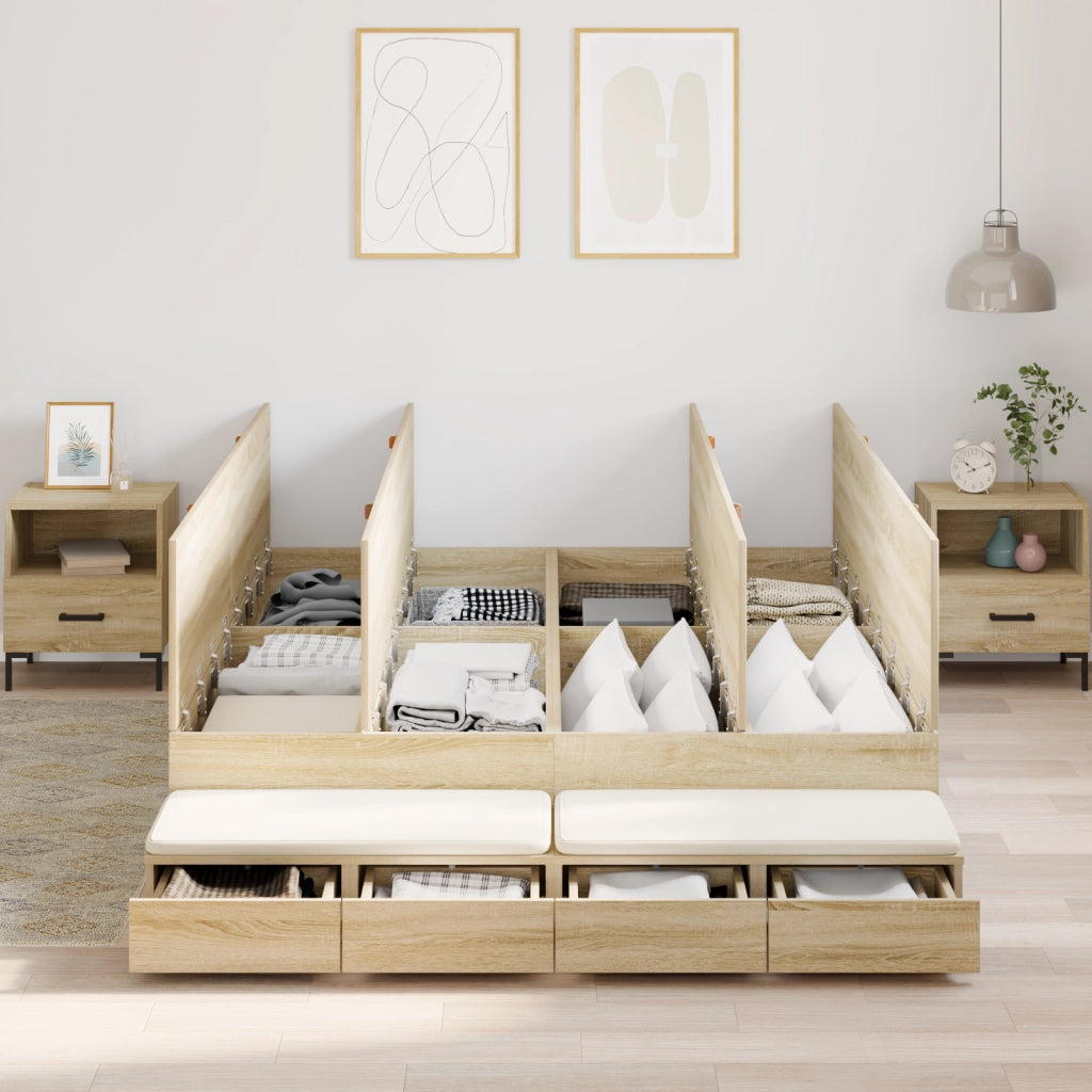 Struttura letto con contenitore in Rovere Sonoma 140x190 cm