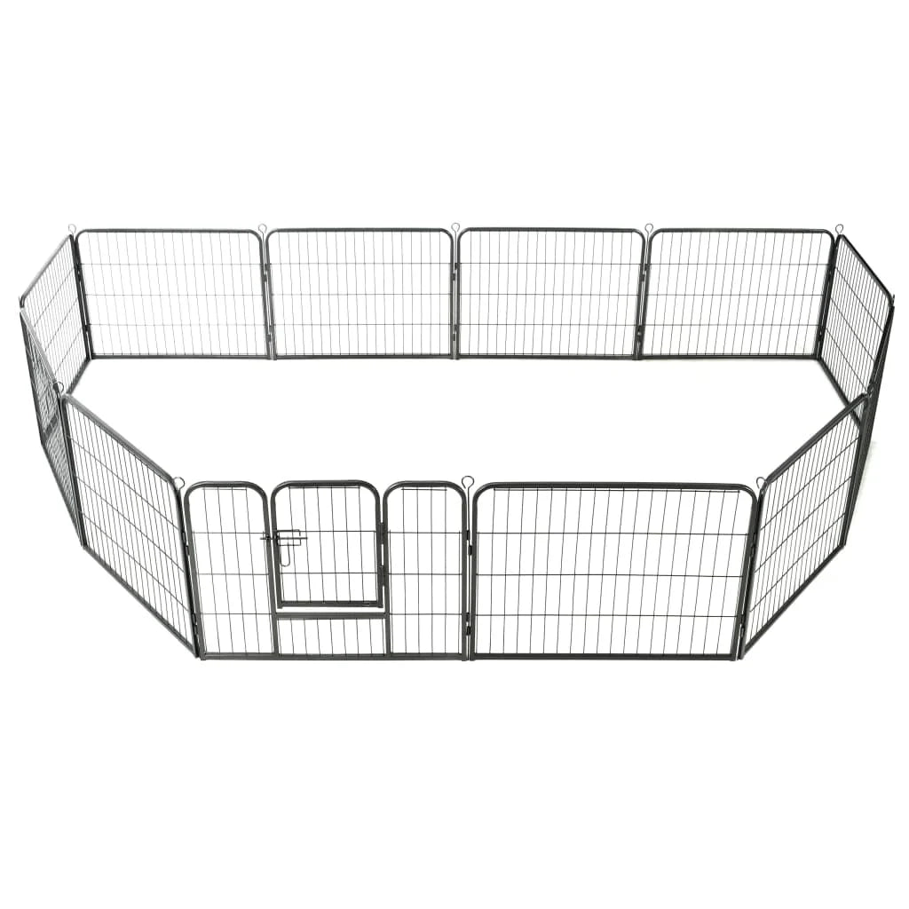 Recinto per cani con 12 pannelli in acciaio 80 x 60 cm nero 02_0000565