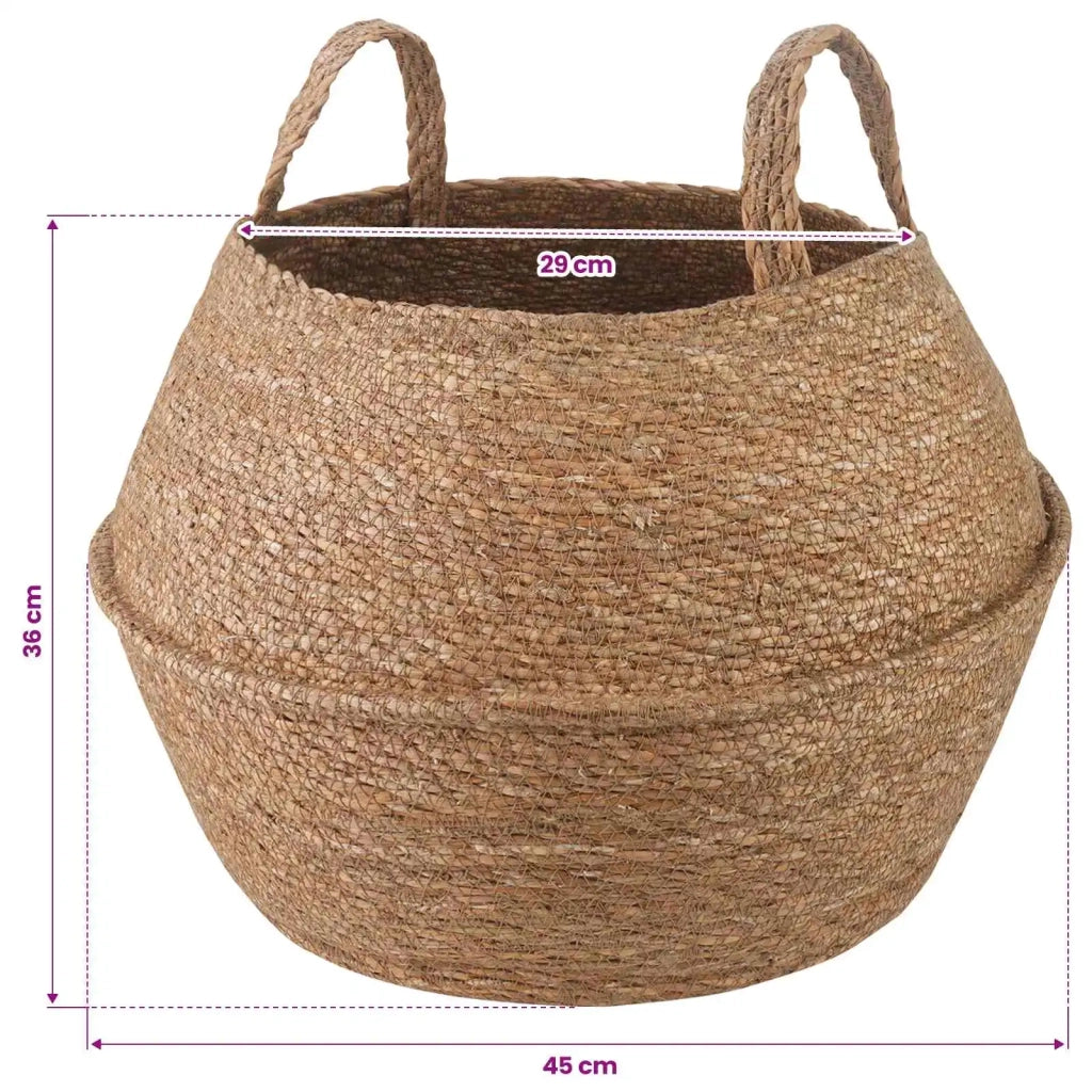 Vaso da fiori con manici Naturale Ø 45 x 36 cm 100% Erba marina