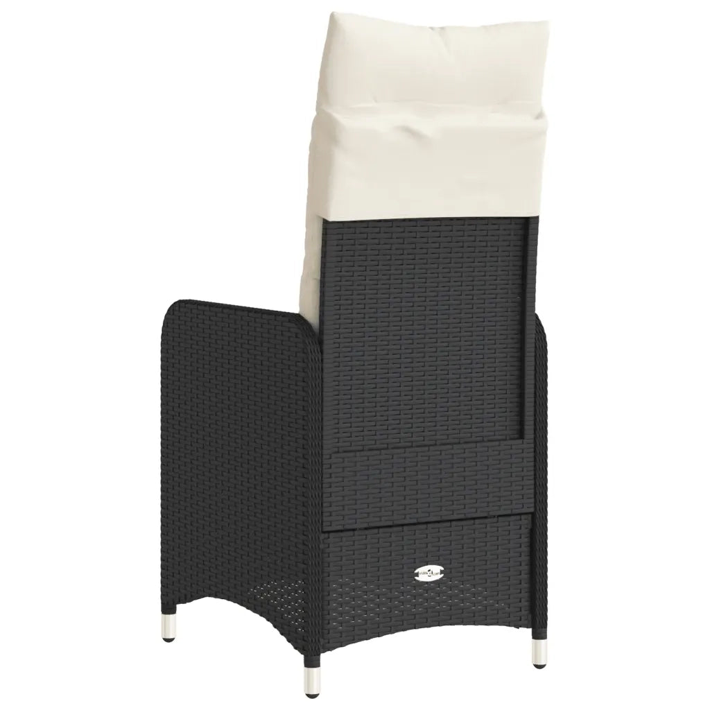 Sedia Reclinabile da Giardino | Sedie da Esterno con Cuscini Nera in Polyrattan