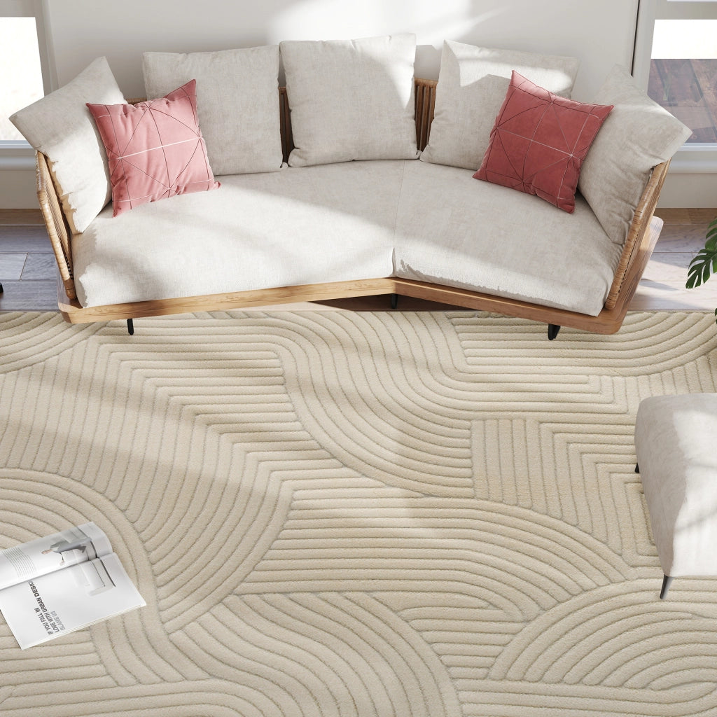 Tappeto geometrico a pelo lungo ¨C zephmum ¨C 160x120 cm crema