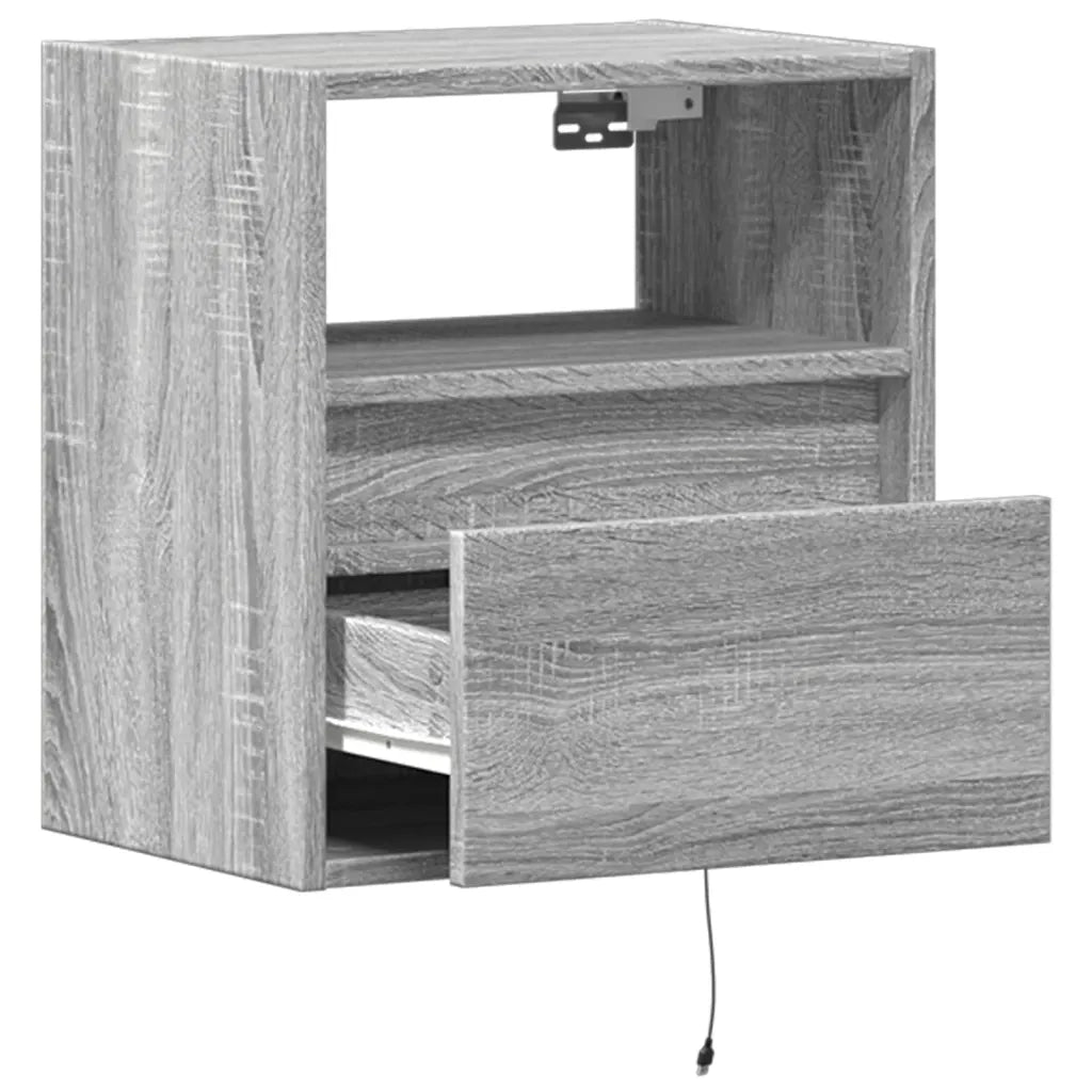 Mobile TV a Parete con Luci LED Grigio Sonoma 41x31x45 cm 852323