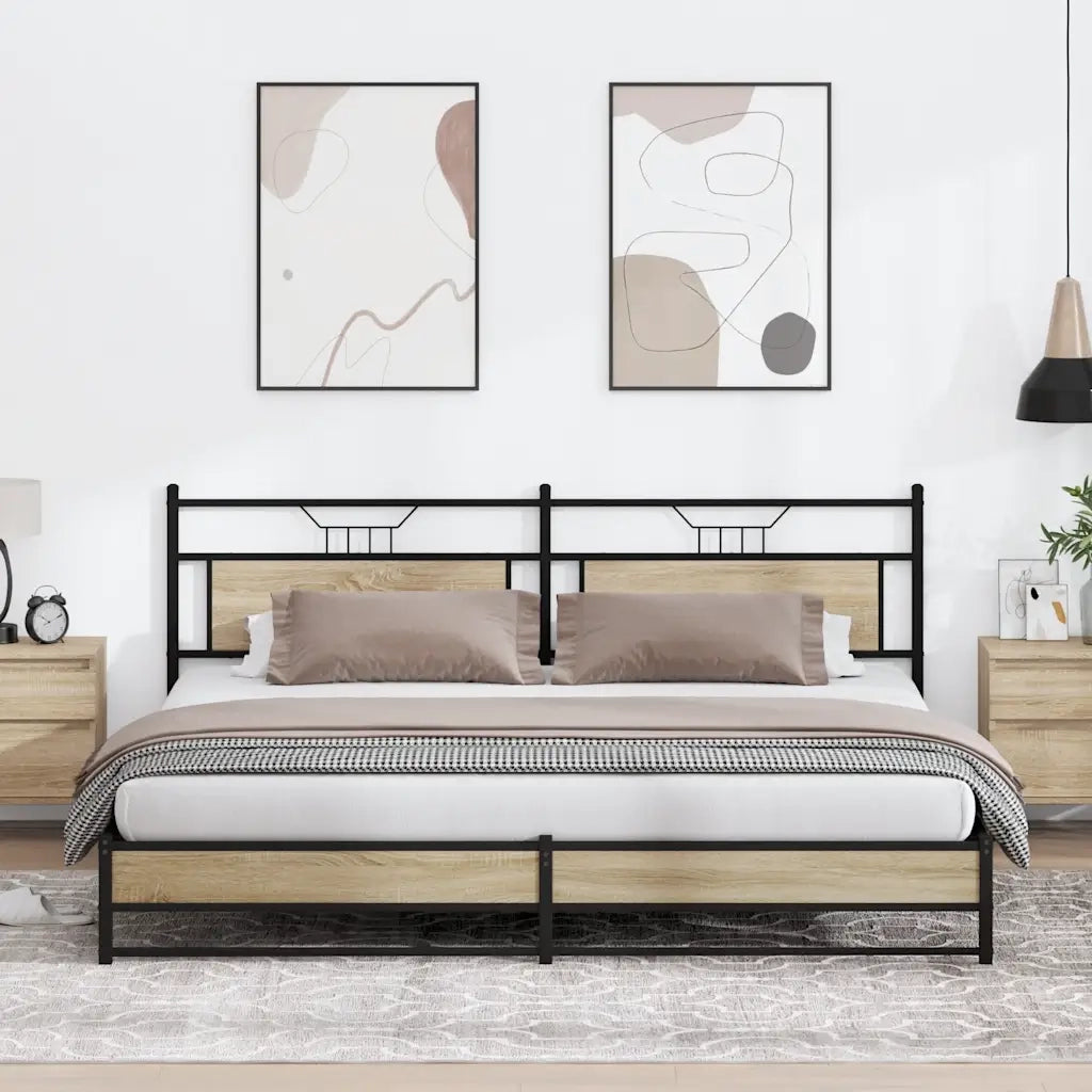Giroletto senza Materasso in Metallo-Struttura Letto Rovere Sonoma 200x200 cm 540972