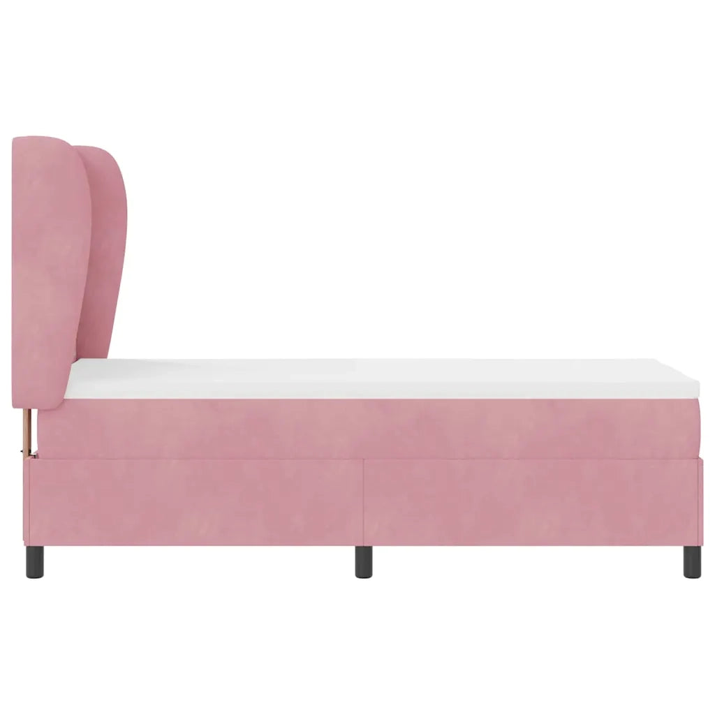 Letto a molle con materasso Rosa 200 x 80 cm Velluto 3340849