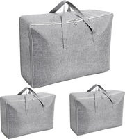 Set di 3 contenitori di stoccaggio da 60 litri - 37 x 28 x 58 cm - contenitore di stoccaggio per cuscini - organizzatore di armadio pieghevole - grigio - contenitore di stoccaggio per lenzuola - armadio - cuscini