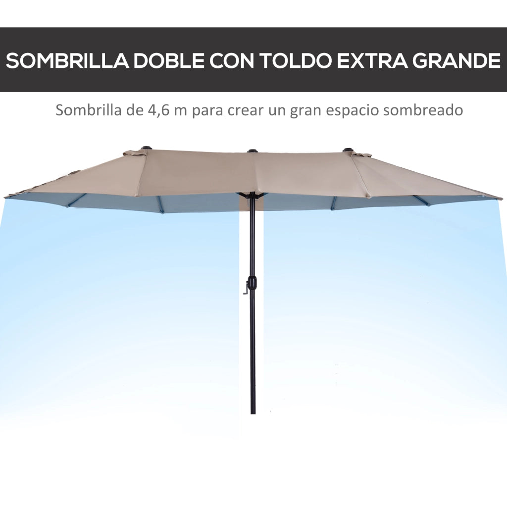 Ombrellone da Giardino Grande con Manovella ¨C zephmum ¨C Marrone 265x455x238 cm