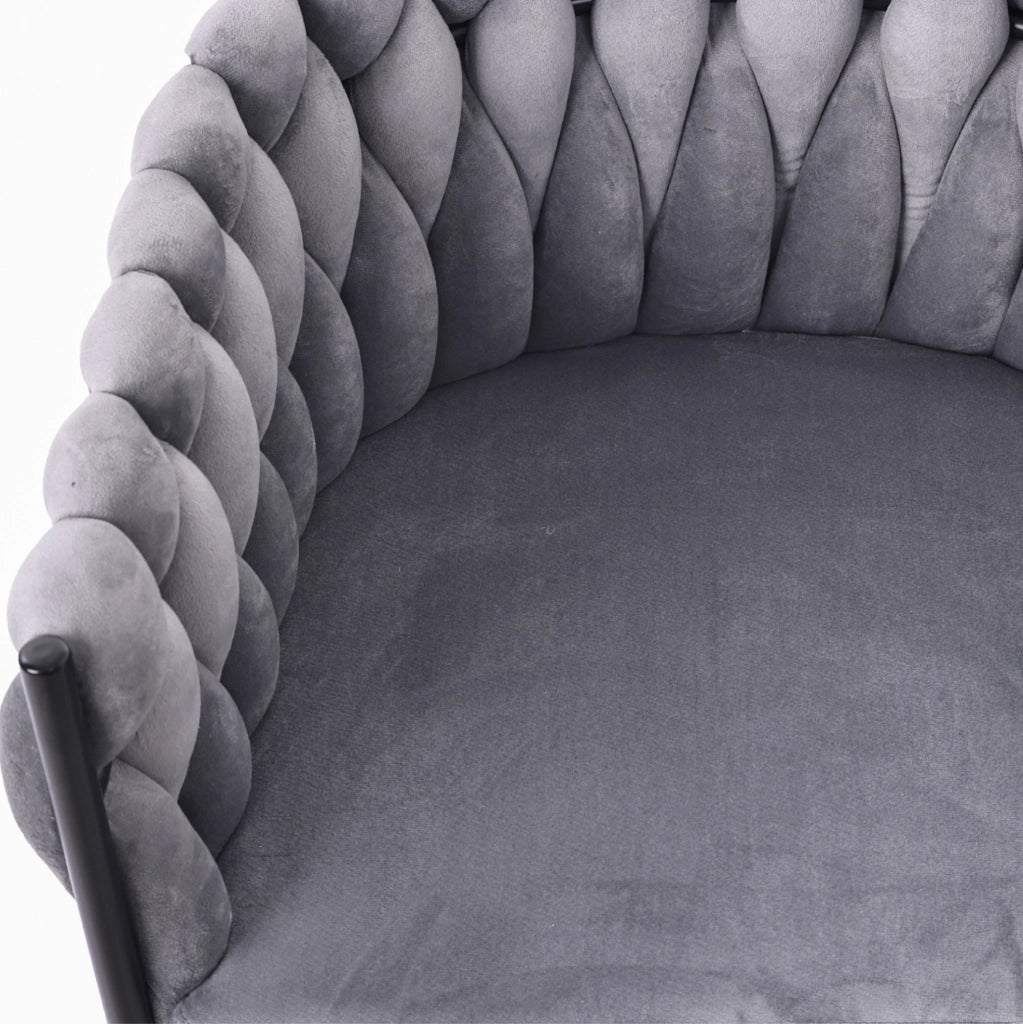 Set di 4 sedie da pranzo girevoli a 360° in velluto; con schienale ergonomico; grigio