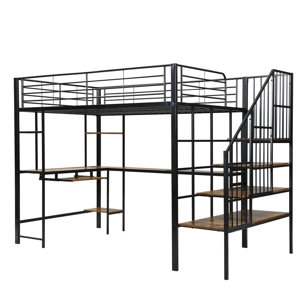 Letto a soppalco ¨C Minimal ¨C nero metallo 120x200cm con scrivania