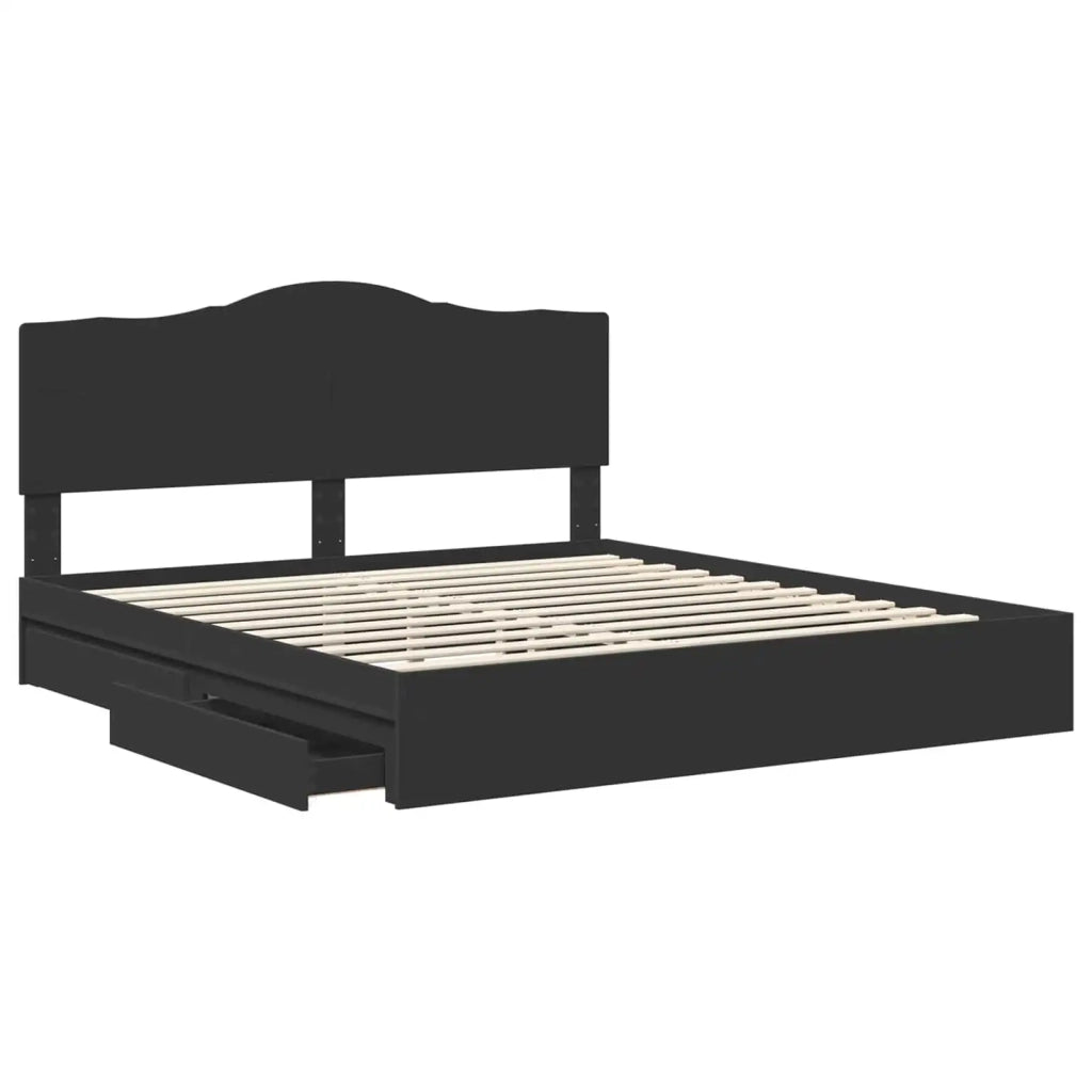 Letto con Contenitore Nero 200 x 200 cm Legno multistrato