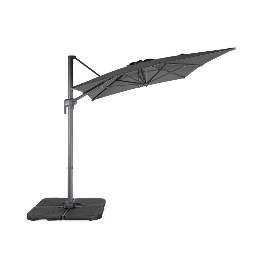 Ombrellone rettangolare eccentrico, 3x2m, grigio
