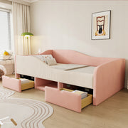 Letto imbottito 90x190 - Xylo - Rosa-crema, 2 cassetti