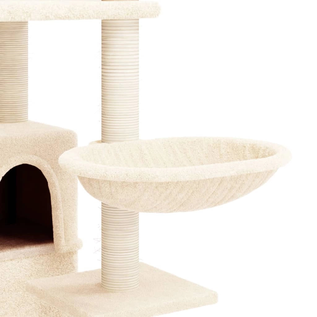 Tiragraffi per gatti Mobili per arrampicata su torre Tiragraffi piattaforma da arrampicata con tiragraffi in sisal 175 cm crema 02_0022499