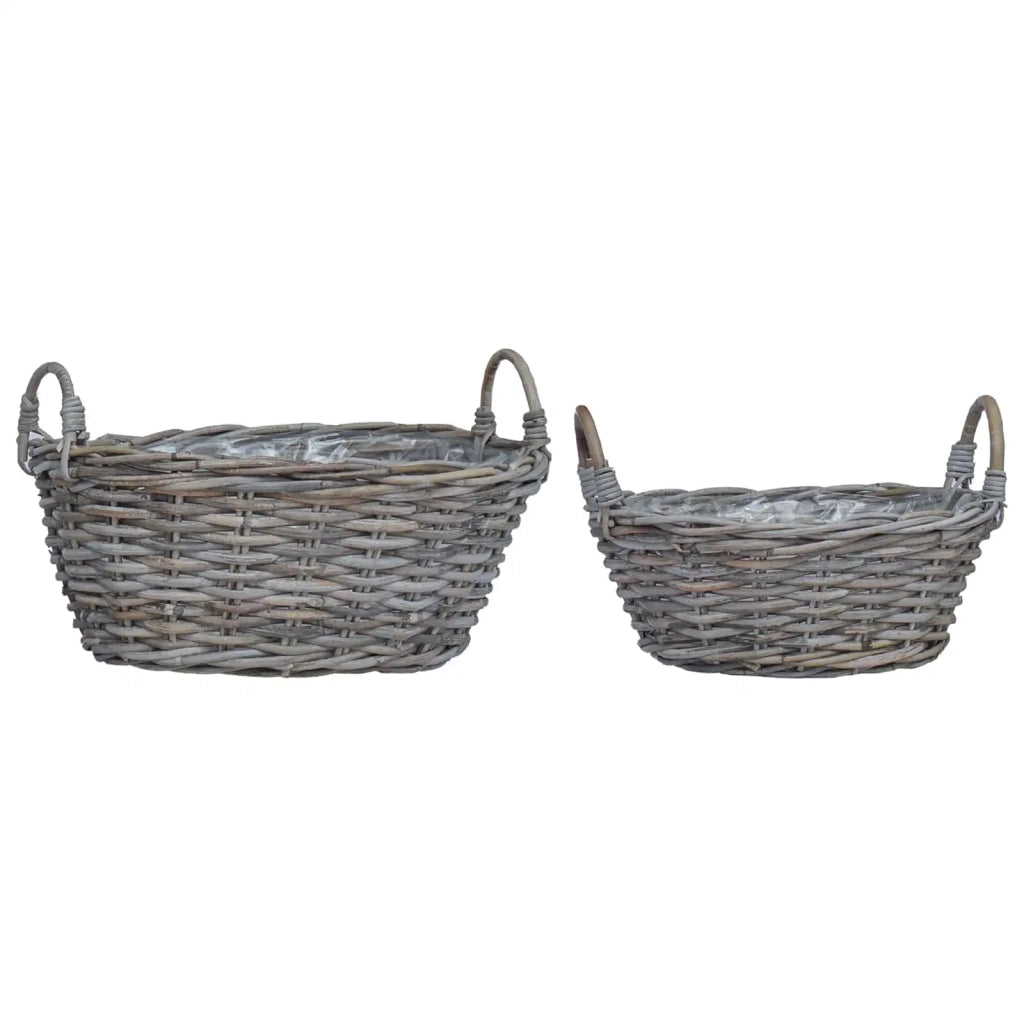 Cesto per Piante con archiviazione 2 pcs Grigio Rattan Lacak 42020963