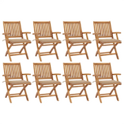 Sedie da Giardino Pieghevoli con Cuscini 8 pz Massello di Teak cod mxl 72184