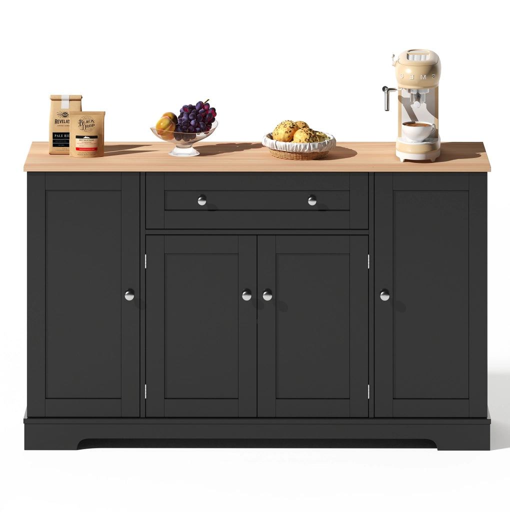 Credenza da cucina 138 x 40 x 85 cm in MDF nero, con cassetto e antiribaltamento