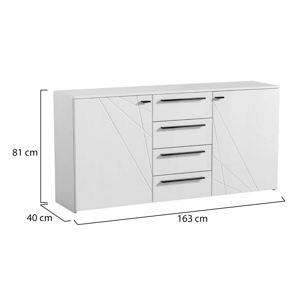 Madia Maropati, Credenza 2 Ripiani, 163x40x80.5h cm Bianco