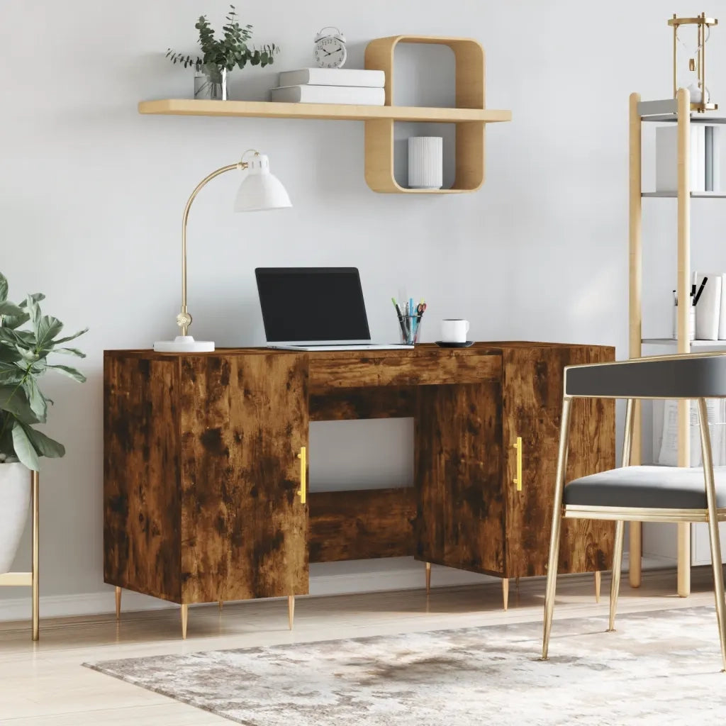 Scrivania | Tavolo da Ufficio Rovere Fumo 140x50x75 cm in Legno Multistrato