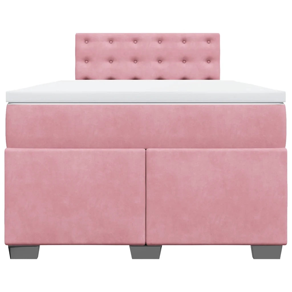 Giroletto a Molle con Materasso Rosa 120x190 cm in Velluto