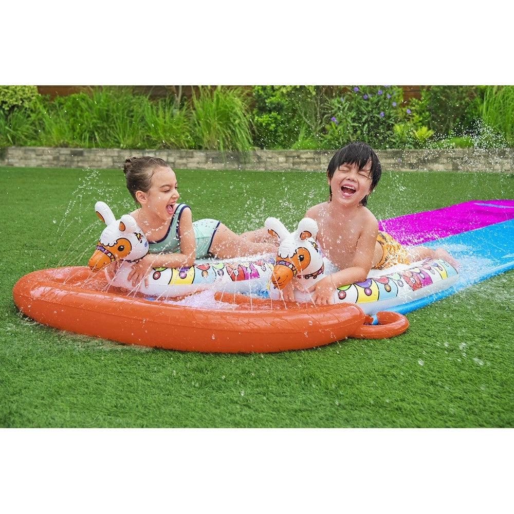 Trade Shop - Scivolo Acquatico Per 2 Persone Con Tavole Surf Lama Gonfiabili 488cm Bambini Giardino 52320 -
