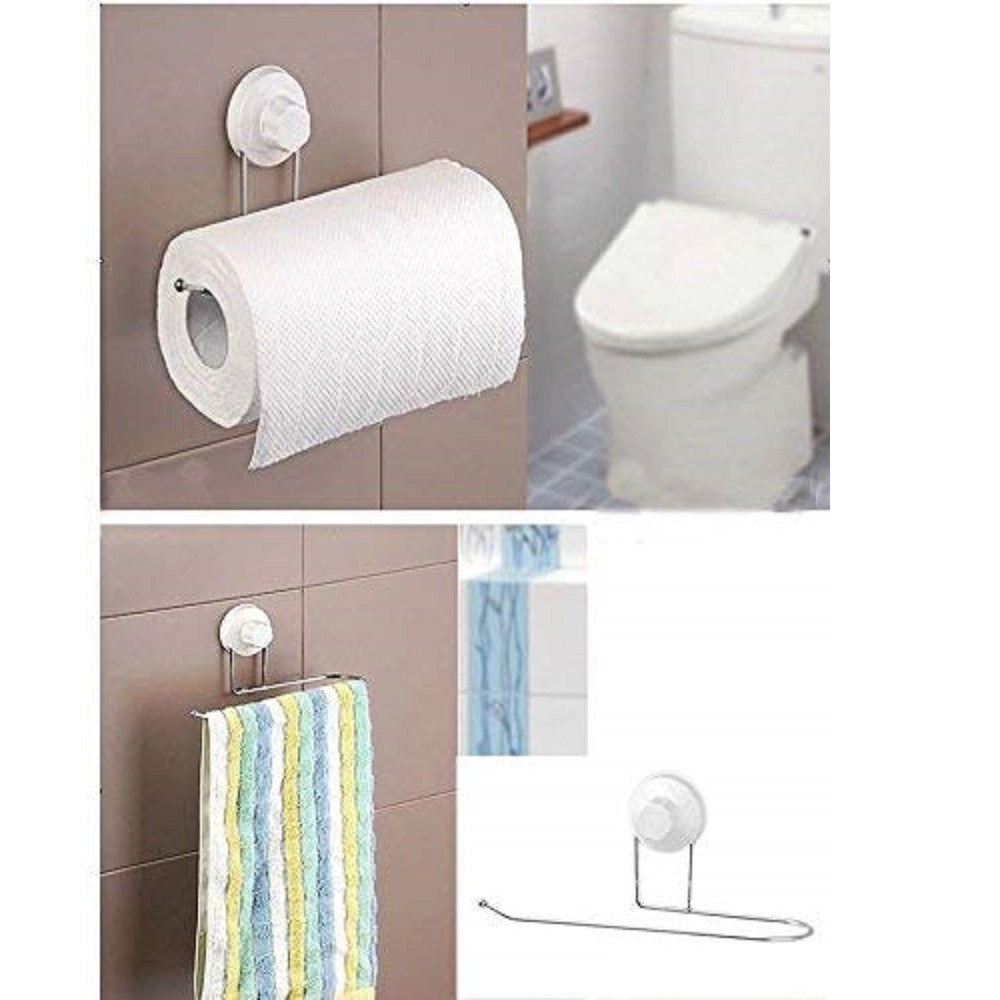 Trade Shop - Supporto Porta Rotolo Scottex Con Ventosa Plastica Acciaio A Muro Parete Bagno -
