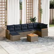 Set Divani da Giardino 8 pz con Cuscini Grigio in Polyrattan 3226201