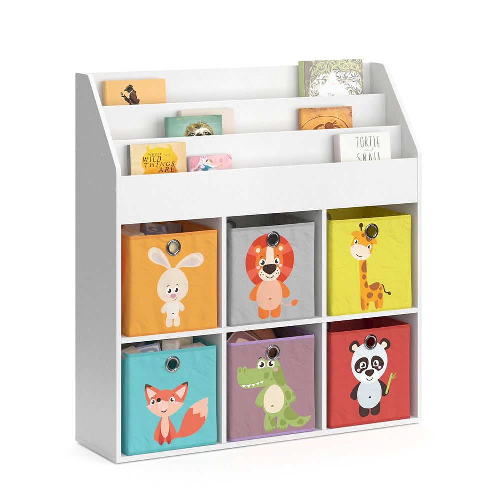 Vicco Libreria bambini Bianco 107.2 x 114.2 cm con 6 scatole pieghevoli opt.1