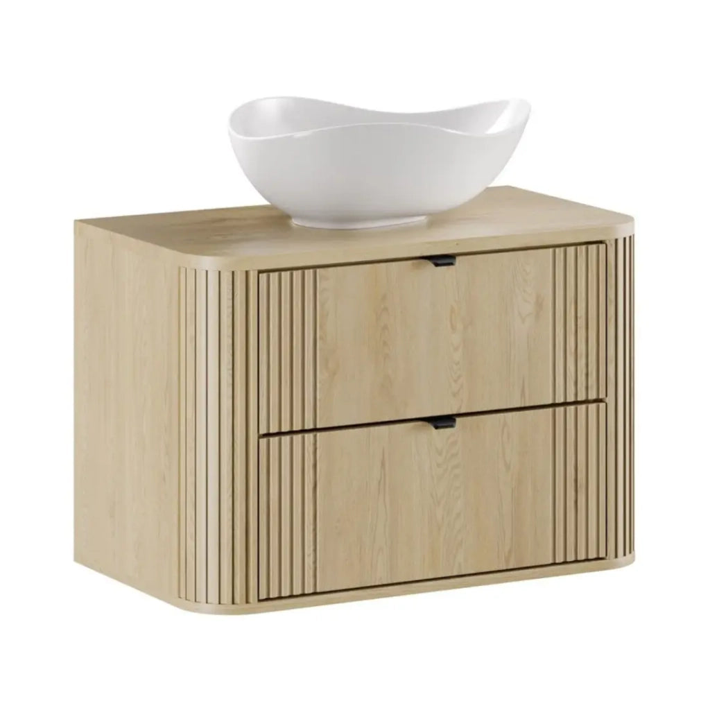 Set da bagno KORI: mobiletto sottolavabo 80cm + piano per lavabo + lavabo da appoggio