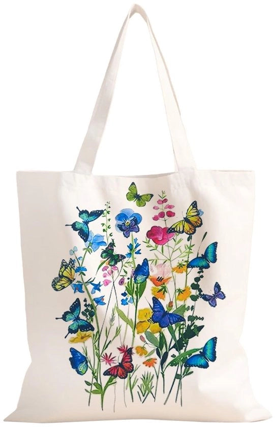 Borsa in Juta - Capacità Grande - Dimensioni 40 x 35 cm - Maniglie Lunghe - Borsa a Mano per Donne - Con Stampa - Borsa a Spalla