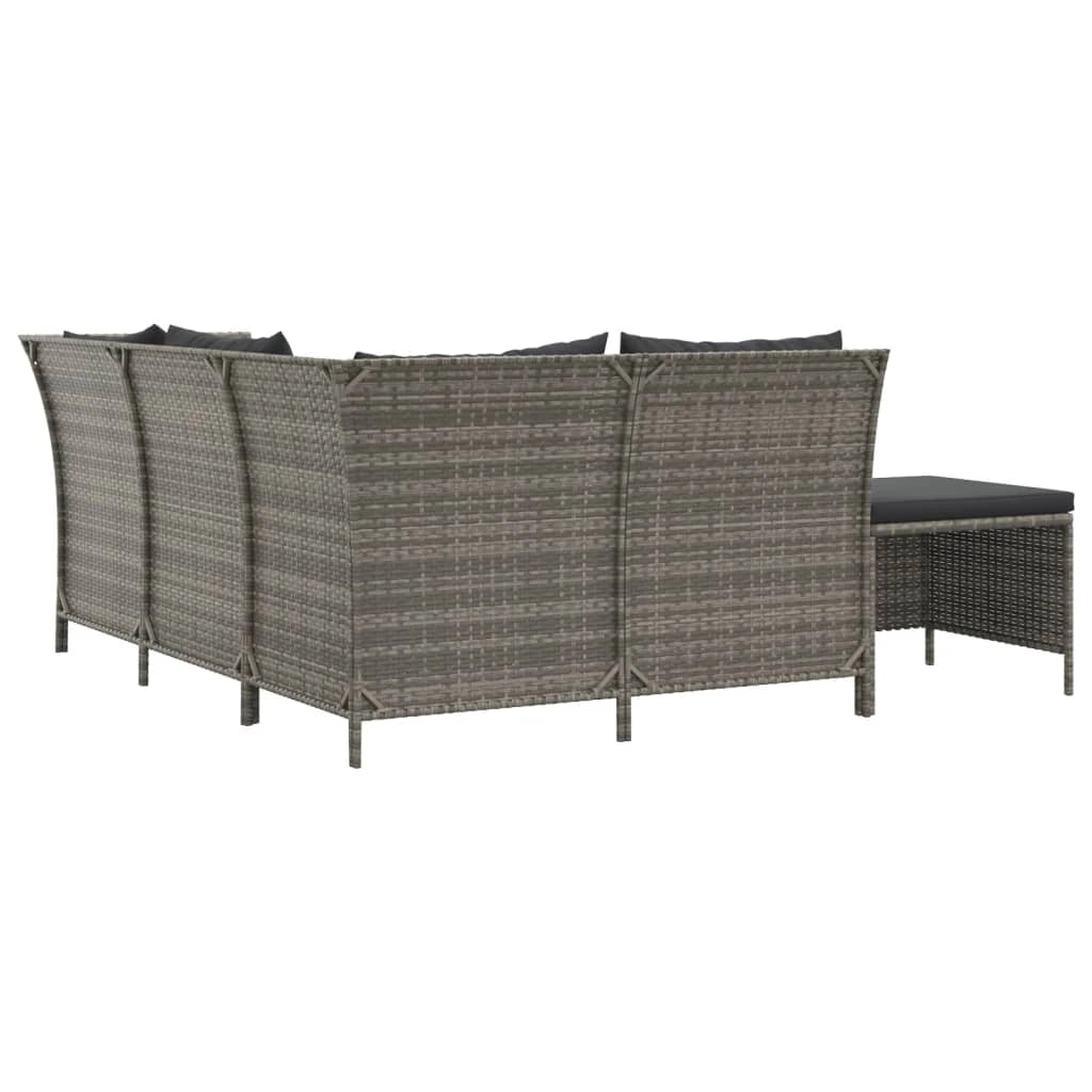 Set di mobili da giardino per esterni 4 pezzi con cuscini resina intrecciata grigia 02_0016149