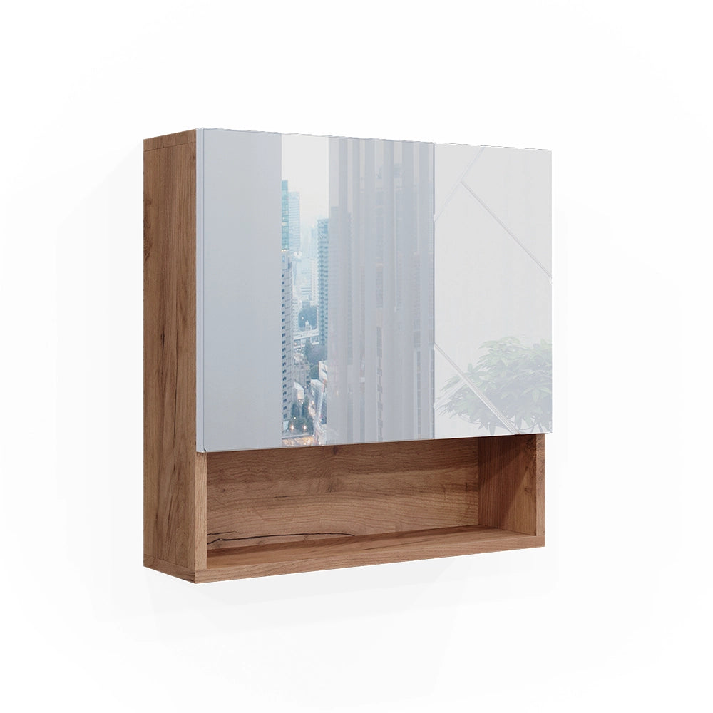 Vicco Specchio contenitore bagno Bianco lucido/oro power oak 54 x 55 cm