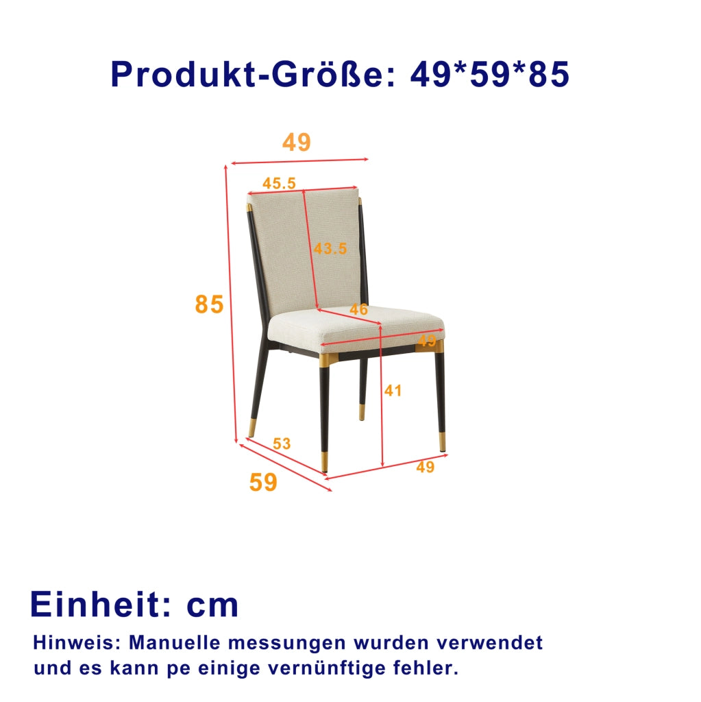 Set di 2 sedie da pranzo beige con struttura nero-oro