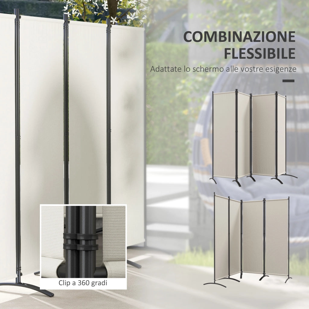 Paravento Pieghevole 4 Pannelli ¨C zephmum ¨C 221x50x172 cm Crema