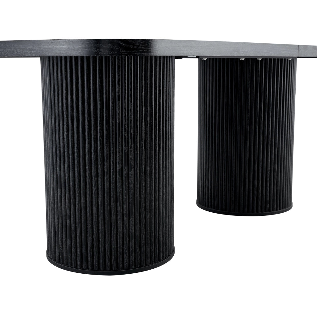 Tavolo da pranzo ovale per 6 8 persone con base scanalata in MDF nero 180 × 90 × 76 cm