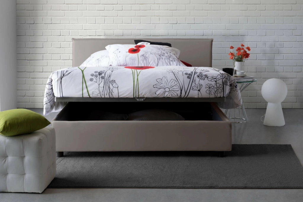 Letto Matrimoniale Ashlee, Letto Matrimoniale Sfoderabile Made in Italy, Grigio Tortora