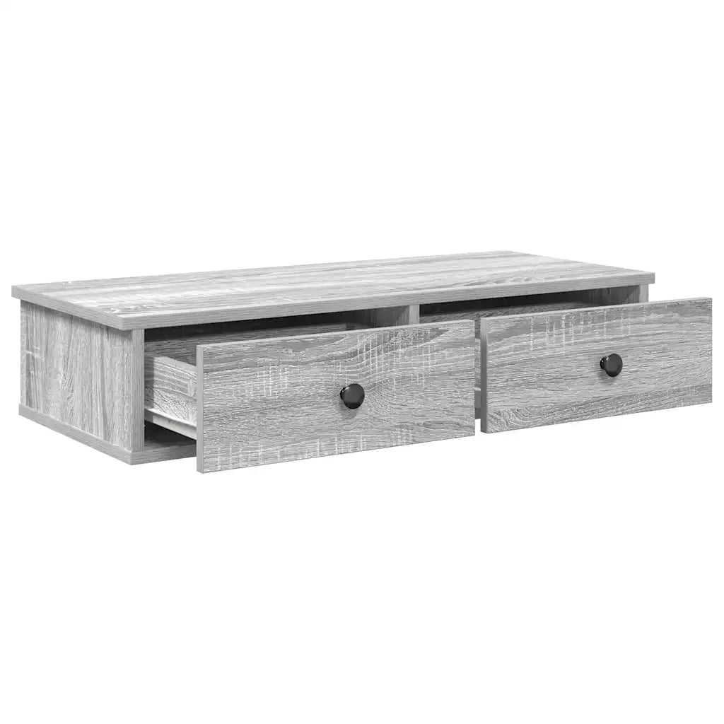 Scaffale a Parete con Cassetti Grigio 80x31x17 cm in Truciolato 859955
