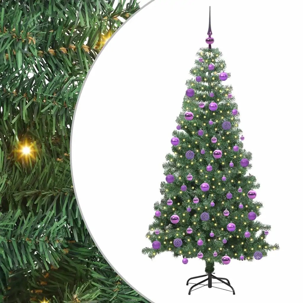 Albero di Natale con 300 LED con supporto-Luci decorative natalizie Verde 240 cm PVC 516457