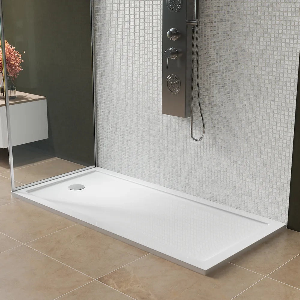 Piatto doccia 70x140 cm bianco lucido bordato in acrilico rinforzato | Asteios