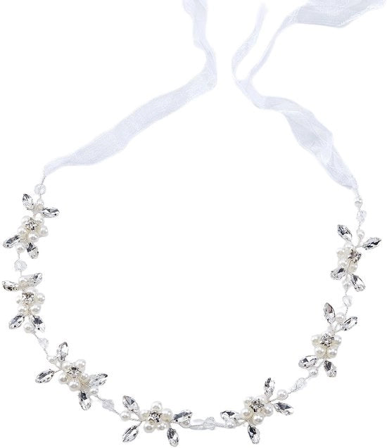 Corona da sposa con perle artificiali - Tiara con cristalli - Corona principesca - Velatura da sposa - Cintura per capelli regolabile - Eleganza eterna