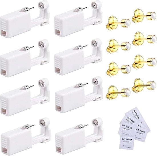 8 pistole per piercing sterili - set di sicurezza con punzoni - accessori per piercing in acciaio inossidabile