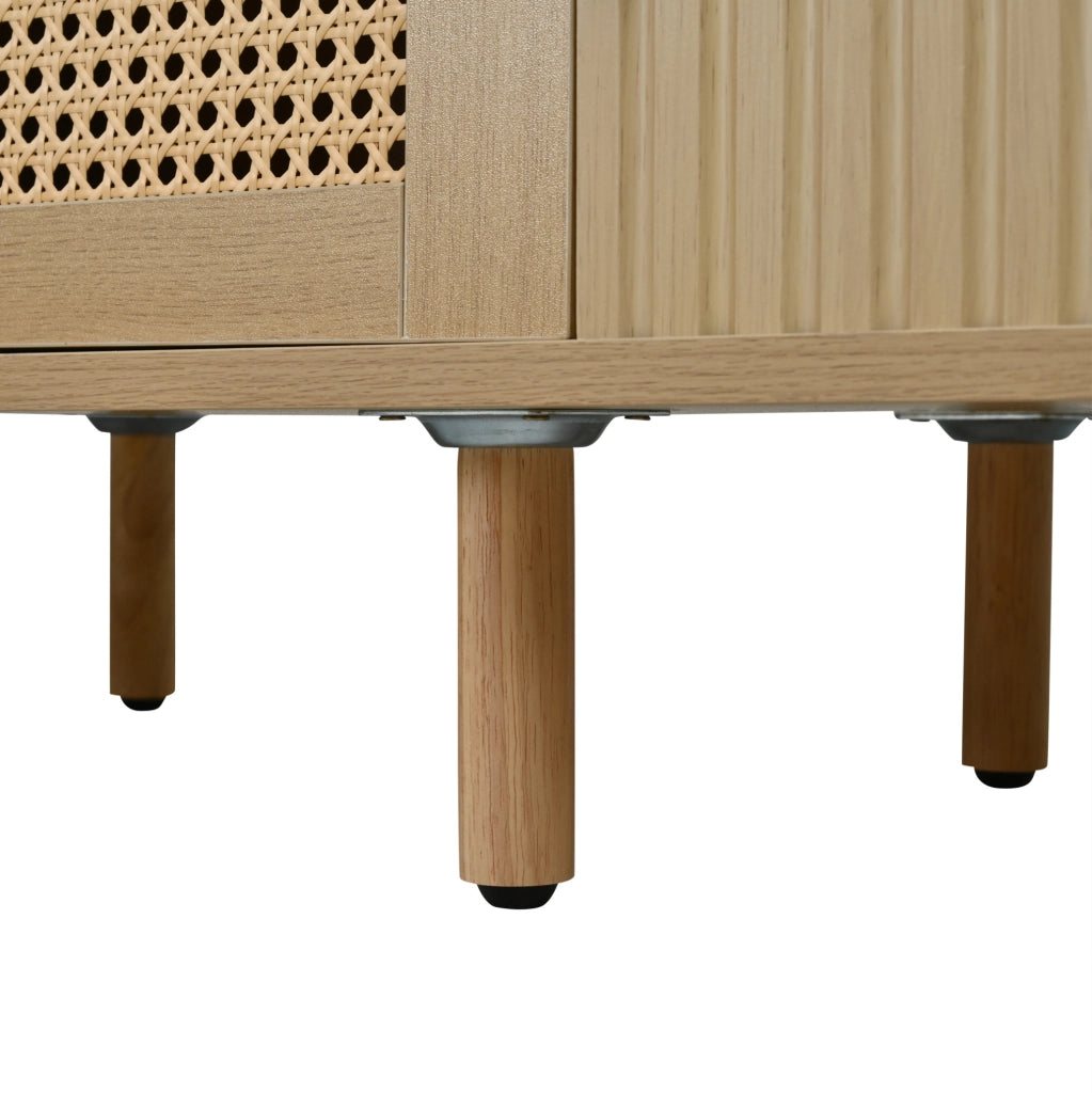 Mobile TV 180x40x40 cm con ante scorrevoli e cassetto in MDF naturale