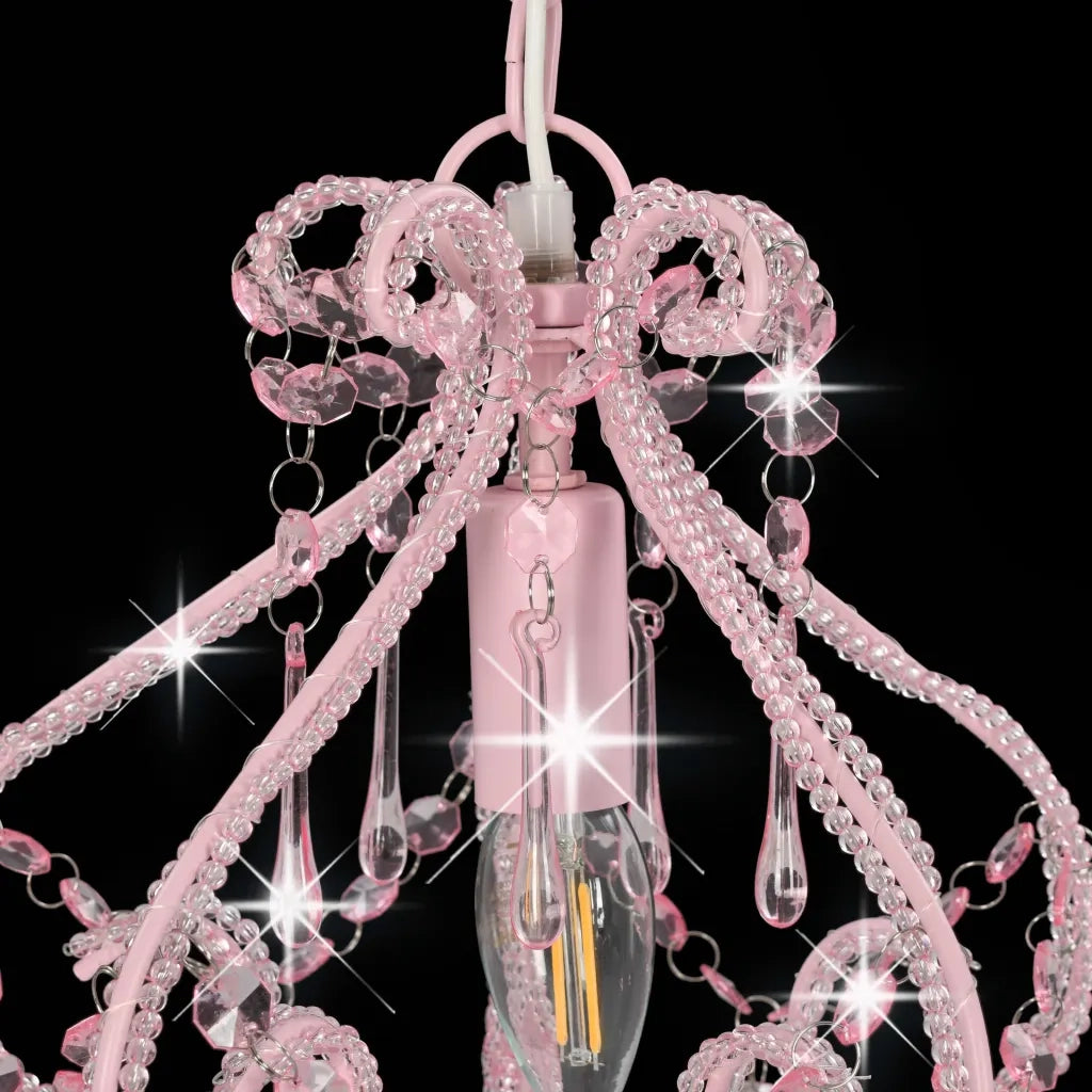 Lampadario con Perle Rosa Rotondo E14 281595