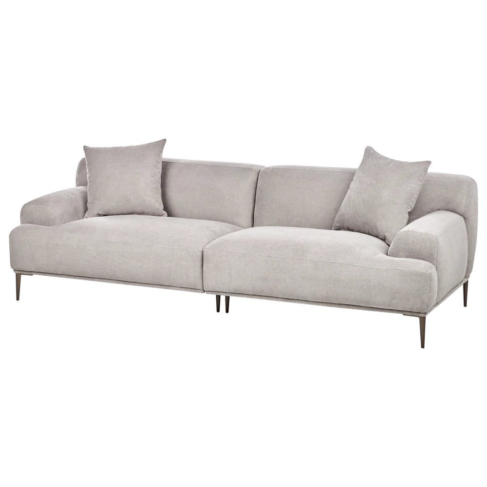 Divano a 3 posti in tessuto Grigio chiaro Soggiorno Stile moderno Gambe in metallo
