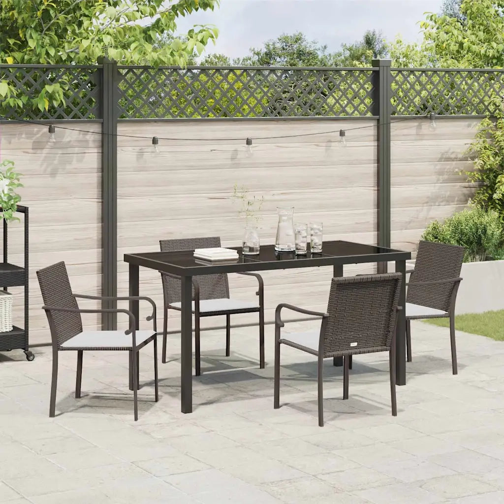 Set da Pranzo per Giardino 5 pcs Marrone e Nero Rattan in PE 3379046