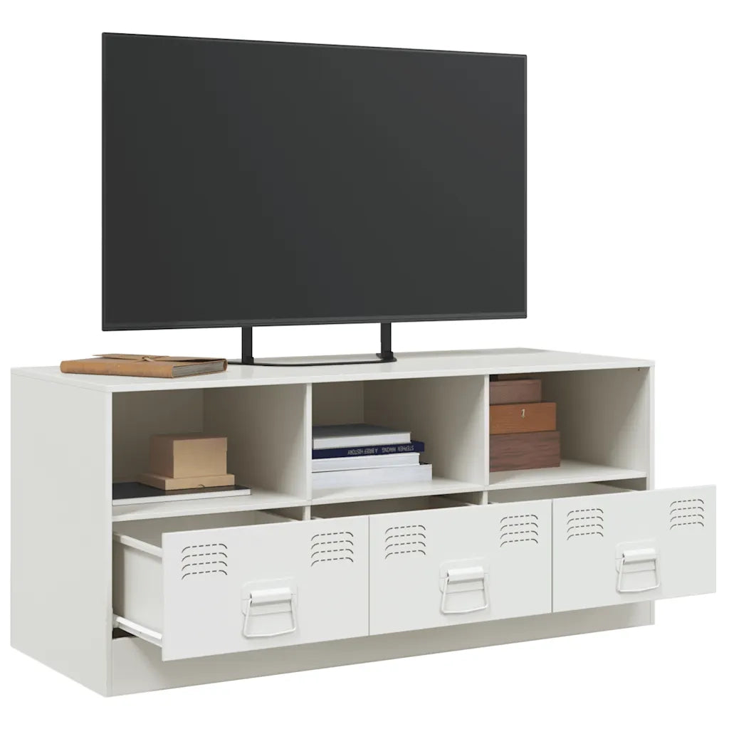 Mobile Porta TV Bianco 99x39x44 cm in Acciaio 841738