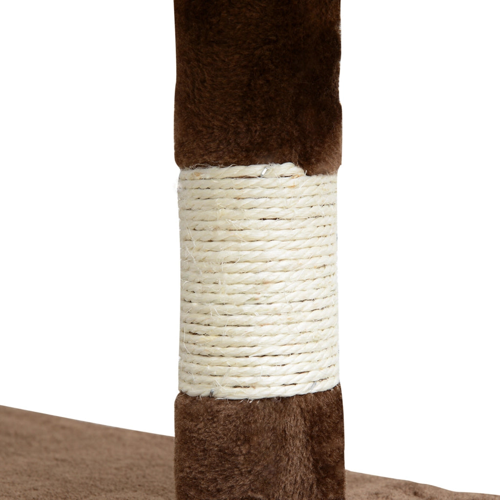 EasyComfort Albero Tiragraffi per Gatti in Peluche e Sisal con Cucce e Pallina 50×50×134.5cm Caffè e Crema